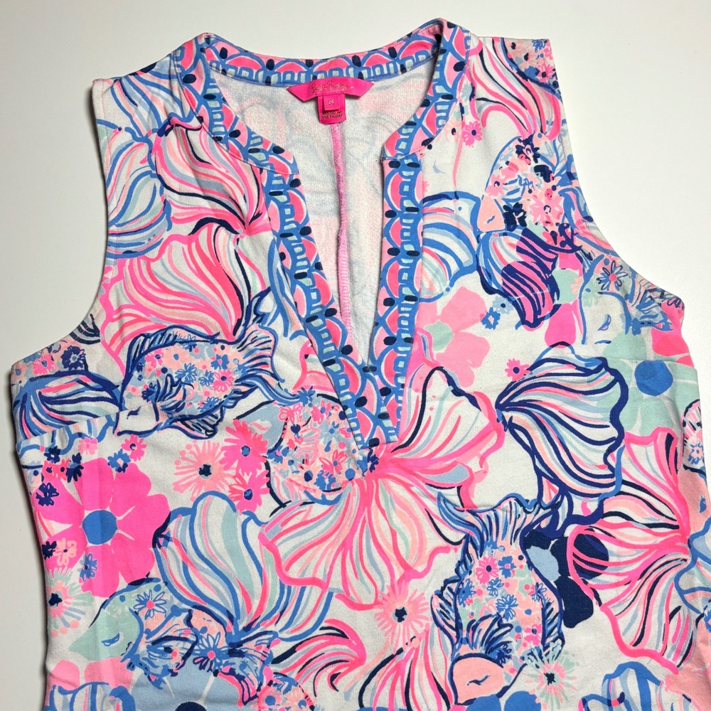 Lilly Pulitzer Camari Sleeveless Shift Dress Large Prosecco Pink Make A Splash